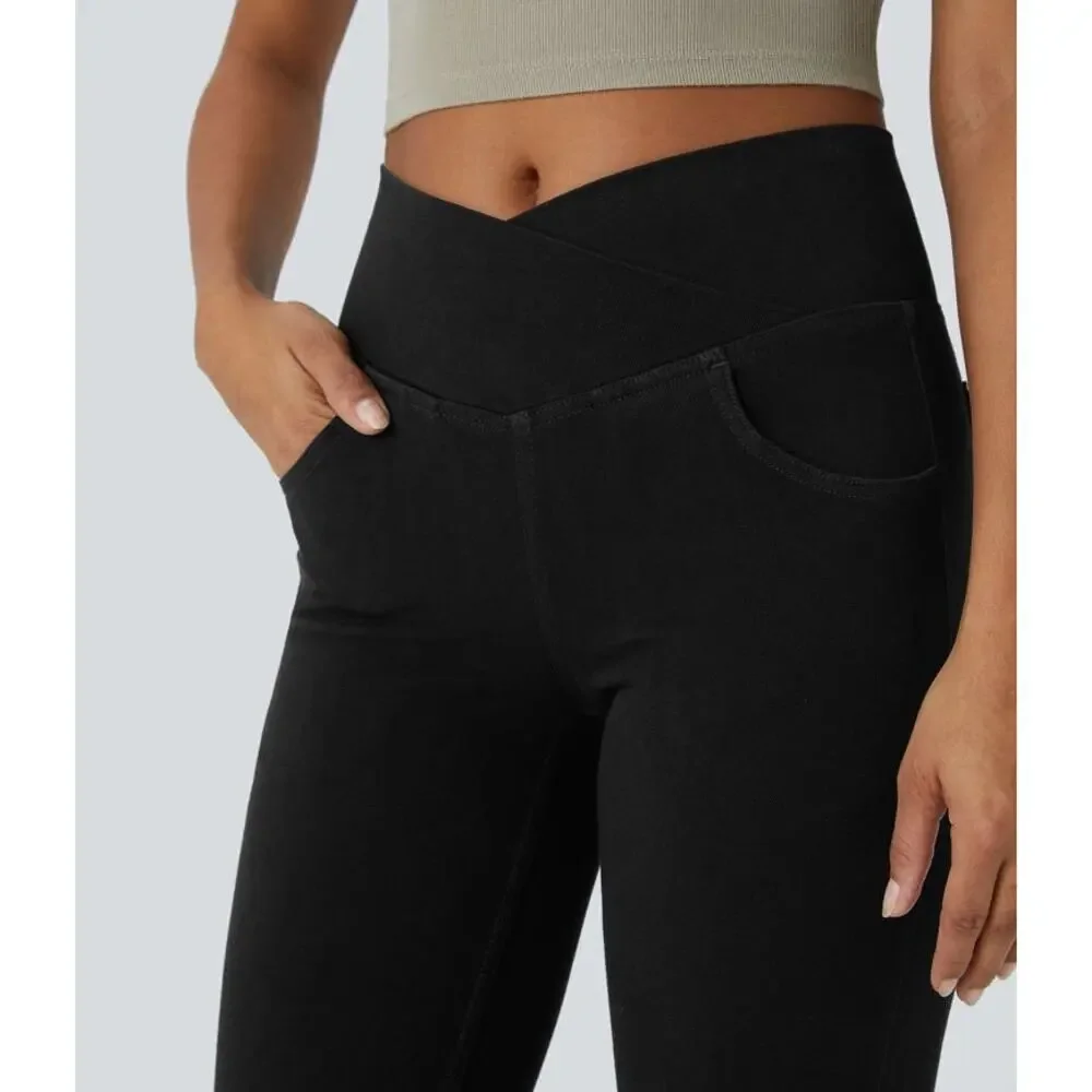 Halara Crossover High Waisted Flare Pants Black Graphite Size XS Regular‎ NEW!